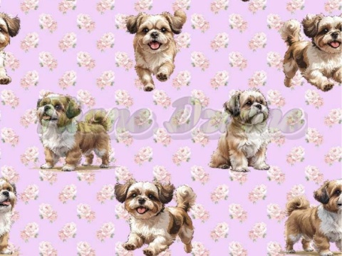 TKANINA DRUKOWANY PSY- SHIH TZU NR 4