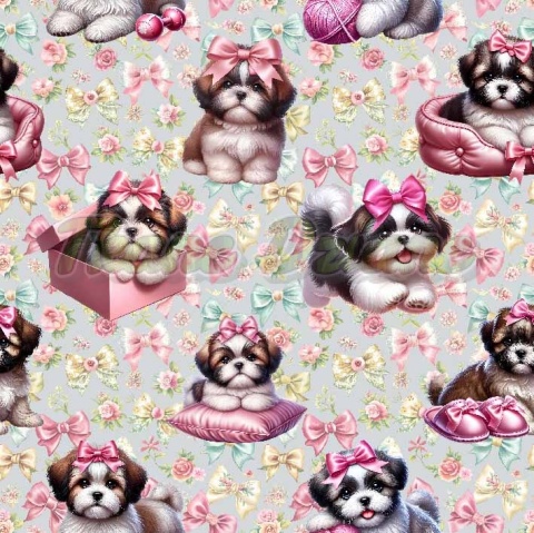 TKANINA DRUKOWANY PSY- SHIH TZU NR 19