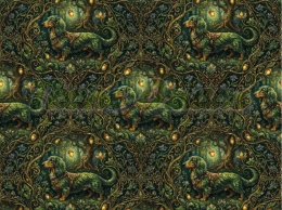 TKANINA DRUKOWANY PSY- JAMNIK DŁUGOWŁOSY NR 5