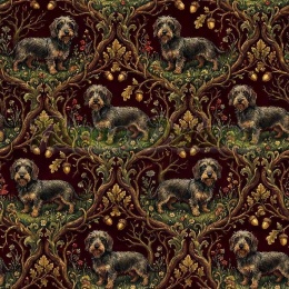 TKANINA DRUKOWANY PSY- JAMNIK SZORSTKOWŁOSY NR 4