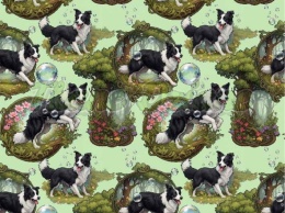 TKANINA DRUKOWANY PSY- BORDER COLLIE NR 9