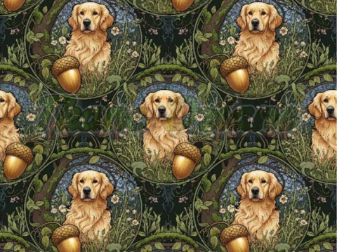 TKANINA DRUKOWANY PSY- GOLDEN RETRIEVER NR 7