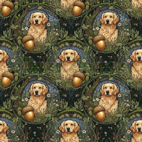 TKANINA DRUKOWANY PSY- GOLDEN RETRIEVER NR 7