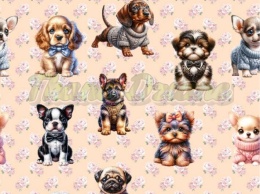 TKANINA DRUKOWANY PSY- SZCZENIAKI NR 8