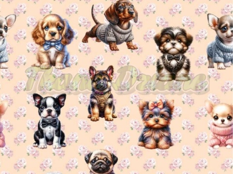 TKANINA DRUKOWANY PSY- SZCZENIAKI NR 8