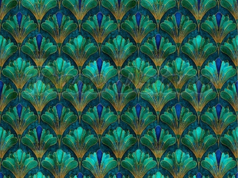 TKANINA DRUKOWANY WACHLARZE ART DECO NR 2