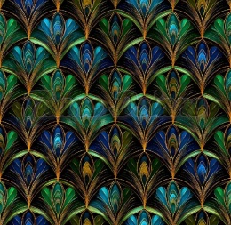 TKANINA DRUKOWANY WACHLARZE ART DECO NR 3