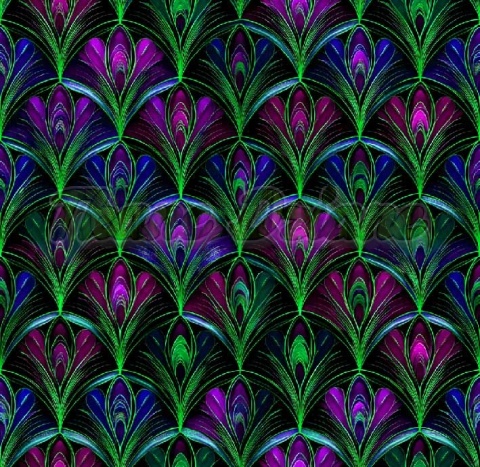 TKANINA DRUKOWANY WACHLARZE ART DECO NR 4