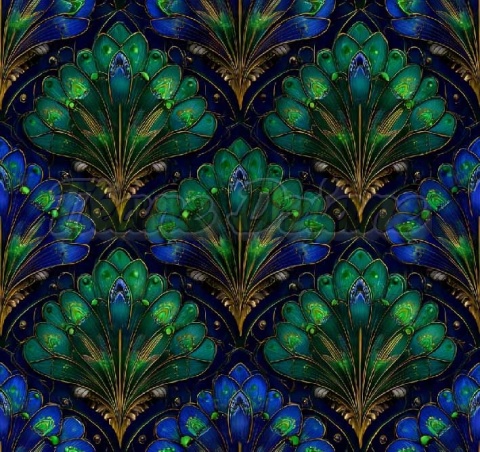 TKANINA DRUKOWANY WACHLARZE ART DECO NR 5