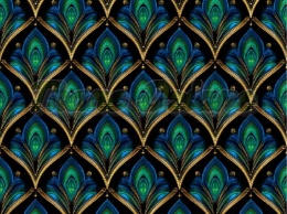 TKANINA DRUKOWANY WACHLARZE ART DECO NR 7