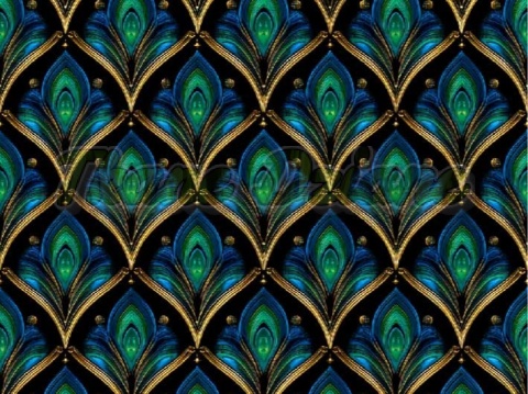 TKANINA DRUKOWANY WACHLARZE ART DECO NR 7