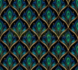 TKANINA DRUKOWANY WACHLARZE ART DECO NR 7