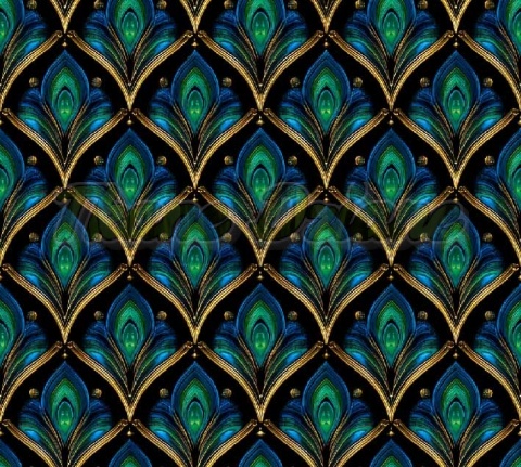 TKANINA DRUKOWANY WACHLARZE ART DECO NR 7