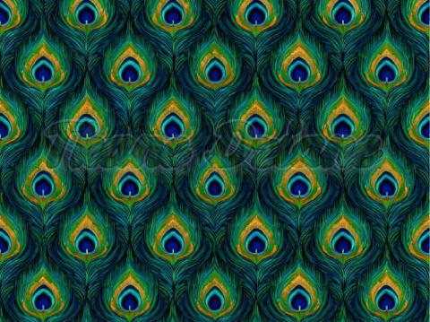 TKANINA DRUKOWANY PAWIE PIÓRO NR 9