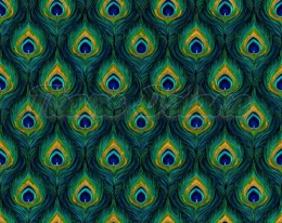 TKANINA DRUKOWANY PAWIE PIÓRO NR 9