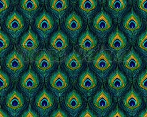 TKANINA DRUKOWANY PAWIE PIÓRO NR 9