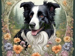 PANEL DRUKOWANY ART NOUVEAU-BORDER COLLIE NR 132