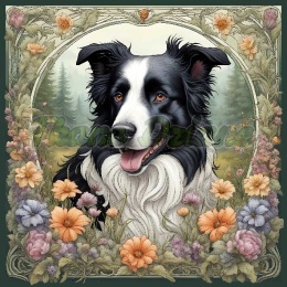 PANEL DRUKOWANY ART NOUVEAU-BORDER COLLIE NR 132