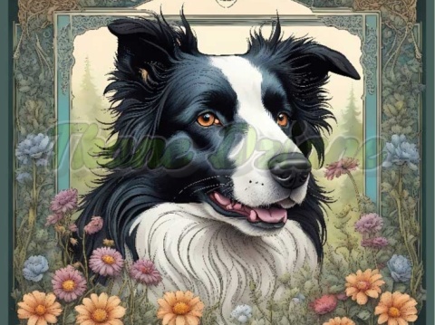 PANEL DRUKOWANY ART NOUVEAU-BORDER COLLIE NR 131