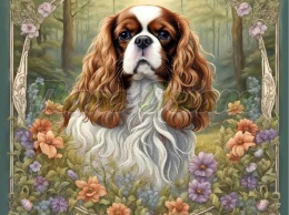 PANEL DRUKOWANY ART NOUVEAU-KING CHARLES SPANIEL NR 126