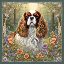 PANEL DRUKOWANY ART NOUVEAU-KING CHARLES SPANIEL NR 126