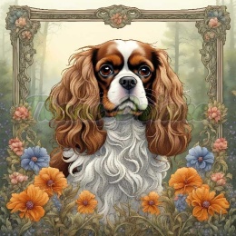 PANEL DRUKOWANY ART NOUVEAU-KING CHARLES SPANIEL NR 125