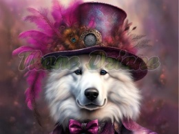 PANEL DRUKOWANY PSY W KAPELUSZCH- SAMOYED NR 17