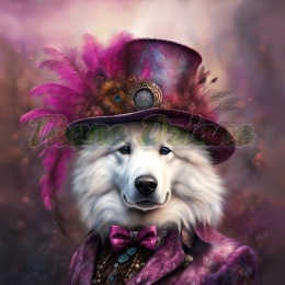 PANEL DRUKOWANY PSY W KAPELUSZCH- SAMOYED NR 17