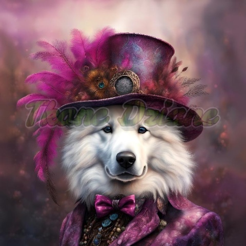 PANEL DRUKOWANY PSY W KAPELUSZCH- SAMOYED NR 17
