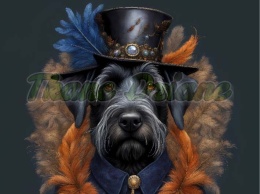PANEL DRUKOWANY PSY W KAPELUSZCH- GIANT SCHNAUZER NR 25