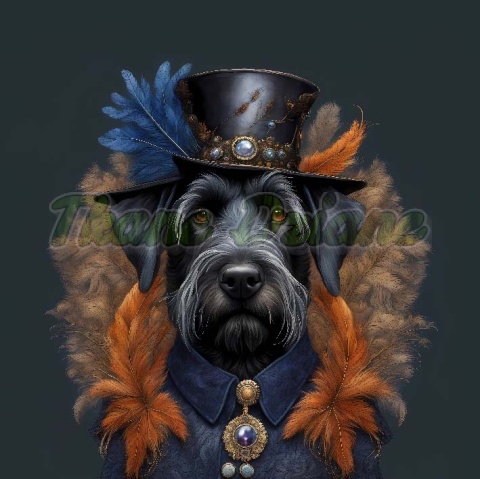 PANEL DRUKOWANY PSY W KAPELUSZCH- GIANT SCHNAUZER NR 25