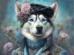 PANEL DRUKOWANY PSY W KAPELUSZCH- SYBERIAN HUSKY NR 27