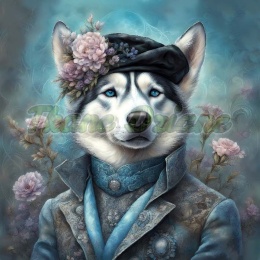 PANEL DRUKOWANY PSY W KAPELUSZCH- SYBERIAN HUSKY NR 27