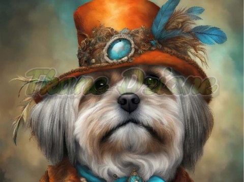 PANEL DRUKOWANY PSY W KAPELUSZCH- LHASA APSO NR 30