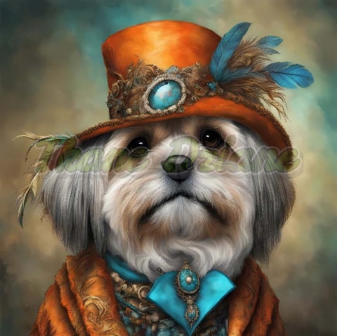 PANEL DRUKOWANY PSY W KAPELUSZCH- LHASA APSO NR 30