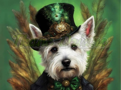 PANEL DRUKOWANY PSY W KAPELUSZCH- WEST HIGHLAND TERRIER NR 11