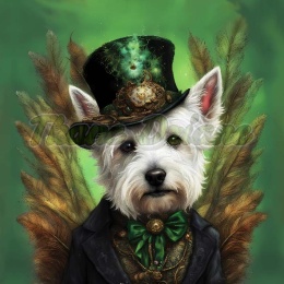 PANEL DRUKOWANY PSY W KAPELUSZCH- WEST HIGHLAND TERRIER NR 11