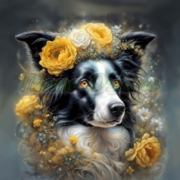 PANEL DRUKOWANY PSY W KAPELUSZCH- BORDER COLLIE NR 14