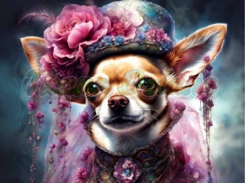 PANEL DRUKOWANY PSY W KAPELUSZCH- CHIHUAHUA NR 19