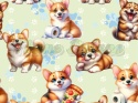 TKANINA DRUKOWANY PSY- CORGI NR 25