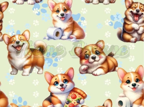 TKANINA DRUKOWANY PSY- CORGI NR 25