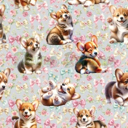 TKANINA DRUKOWANY PSY- CORGI NR 26