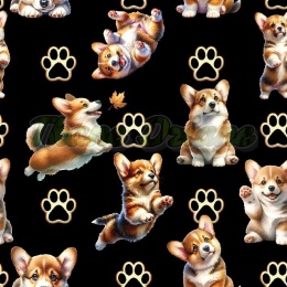 TKANINA DRUKOWANY PSY- CORGI NR 27