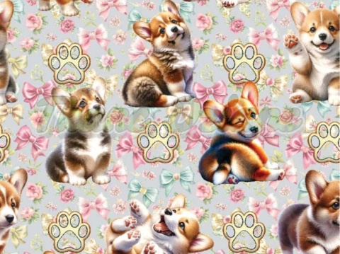 TKANINA DRUKOWANY PSY- CORGI NR 28