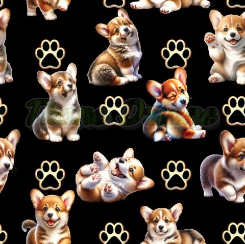 TKANINA DRUKOWANY PSY- CORGI NR 29