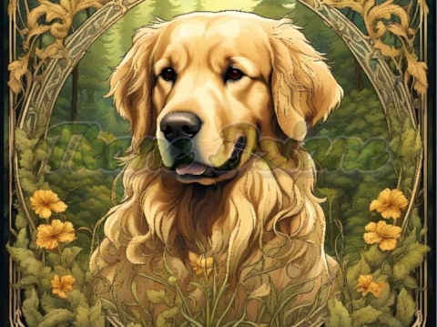 PANEL DRUKOWANY ART NOUVEAU-GOLDEN RETRIVER NR 148