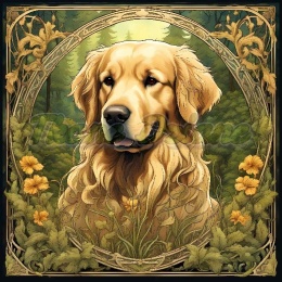 PANEL DRUKOWANY ART NOUVEAU-GOLDEN RETRIVER NR 148