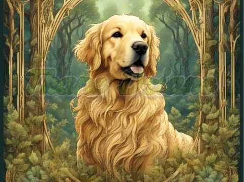 PANEL DRUKOWANY ART NOUVEAU-GOLDEN RETRIVER NR 147