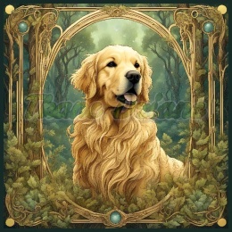 PANEL DRUKOWANY ART NOUVEAU-GOLDEN RETRIVER NR 147