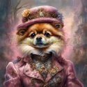 PANEL DRUKOWANY PSY W KAPELUSZCH- POMERANIAN NR 39